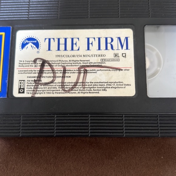 The Firm (VHS Video, 1993, Paramount Pictures) Tom Cruise Original Case - Picture 3 of 15
